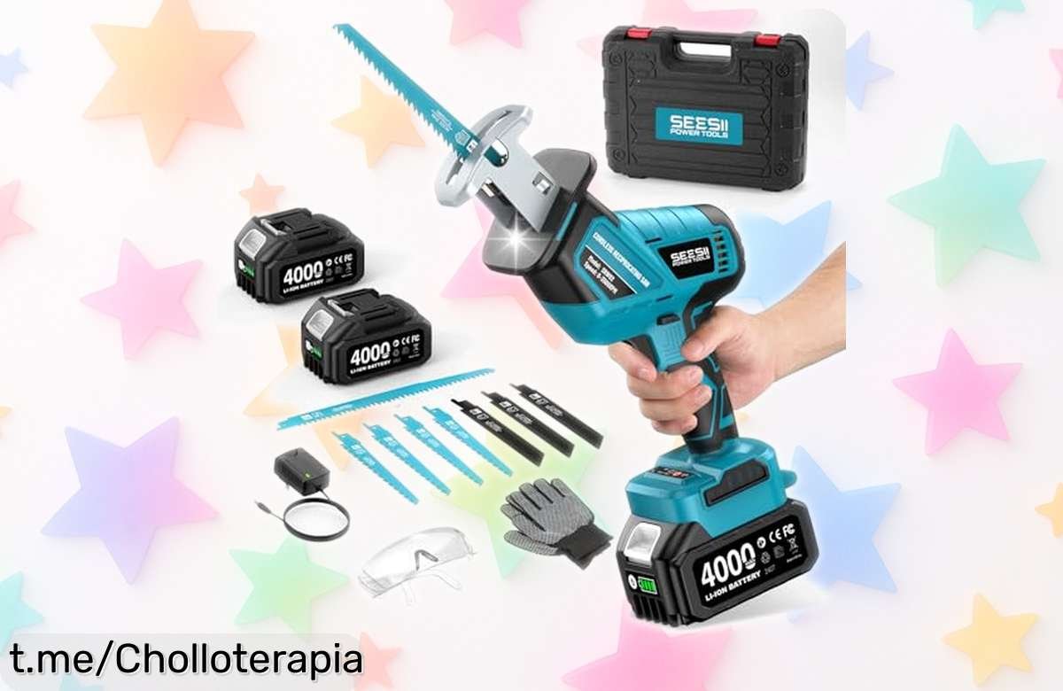 Sierra inalámbrica SEESII de 21V con motor sin escobillas y 8 hojas, ¡aprovecha este ofertón con cupón antes de que se acaben las unidades! ¡Corta como un pro mientras puedas!