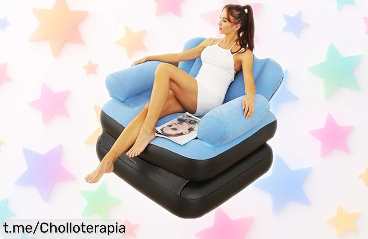 Silla inflable 2 en 1 súper resistente para tu sala, ahora rebajada ¡aprovecha este ofertón único y disfruta de momentos de relax que no querrás perderte!