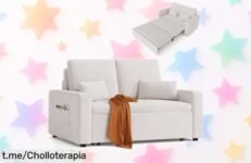 Sofá cama 2 plazas Xbro con cojines y bolsillos, ¡precios rebajados que vuelan! Cambia tu espacio y disfruta del descanso ahora mismo.