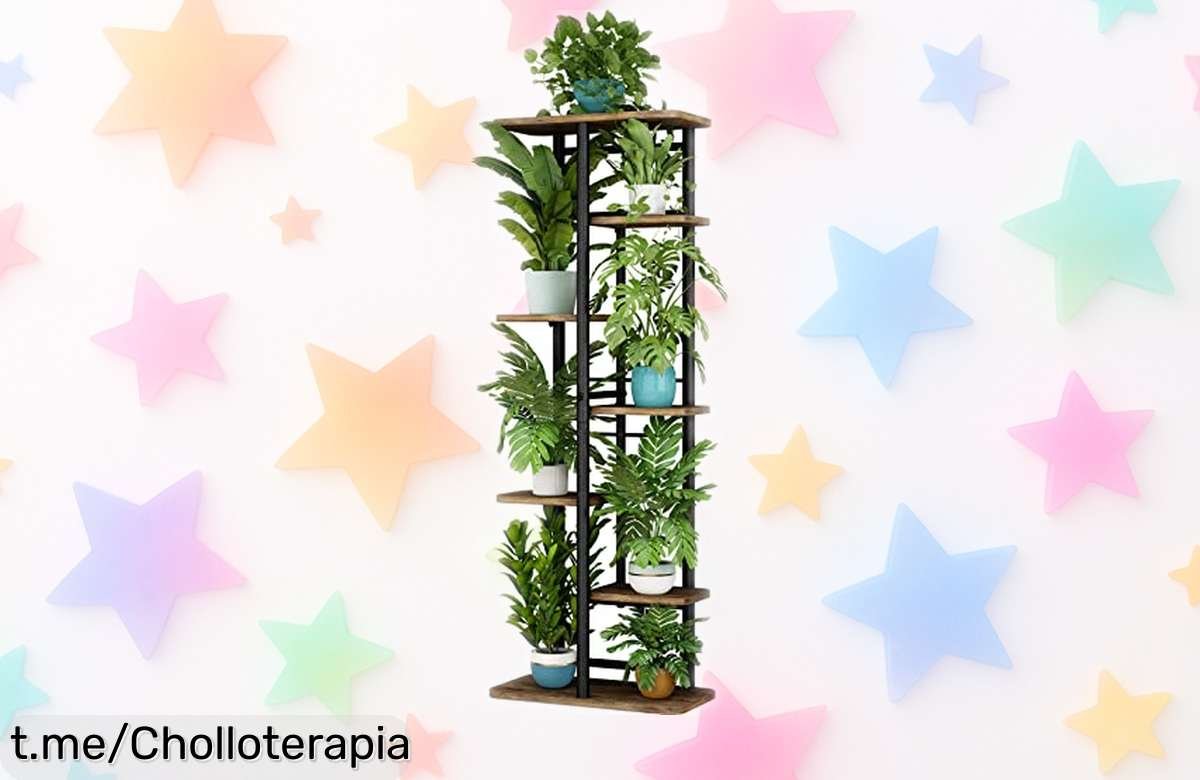 Soporte súper resistente para plantas Linzinar con 7 niveles y capacidad para 8 macetas, ¡precio rebajado que vuela! Dale vida a tu hogar hoy mismo y siente la alegría del verde.