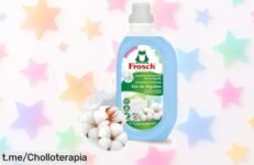 Suavizante Frosch concentrado con aroma a flor de algodón, precio loco y piel protegida. ¡Apresúrate, que estas unidades vuelan y tu ropa lo merece!