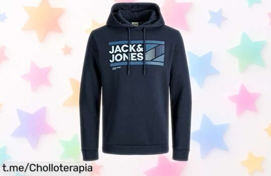 Sudadera con capucha Jack & Jones Jjecorp en navy blue, ¡precio rebajado que vuela! Moderno diseño y bolsillo frontal para tu estilo street; no dejes pasar esta oportunidad única.