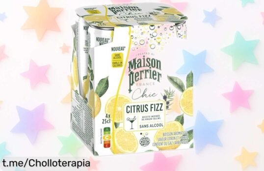 Súper burbujeante cóctel sin alcohol Maison Perrier Chic Citrus Fizz en pack de 4, precio rebajado que no verás dos veces. ¡Disfruta el momento con estilo antes de que se acabe!