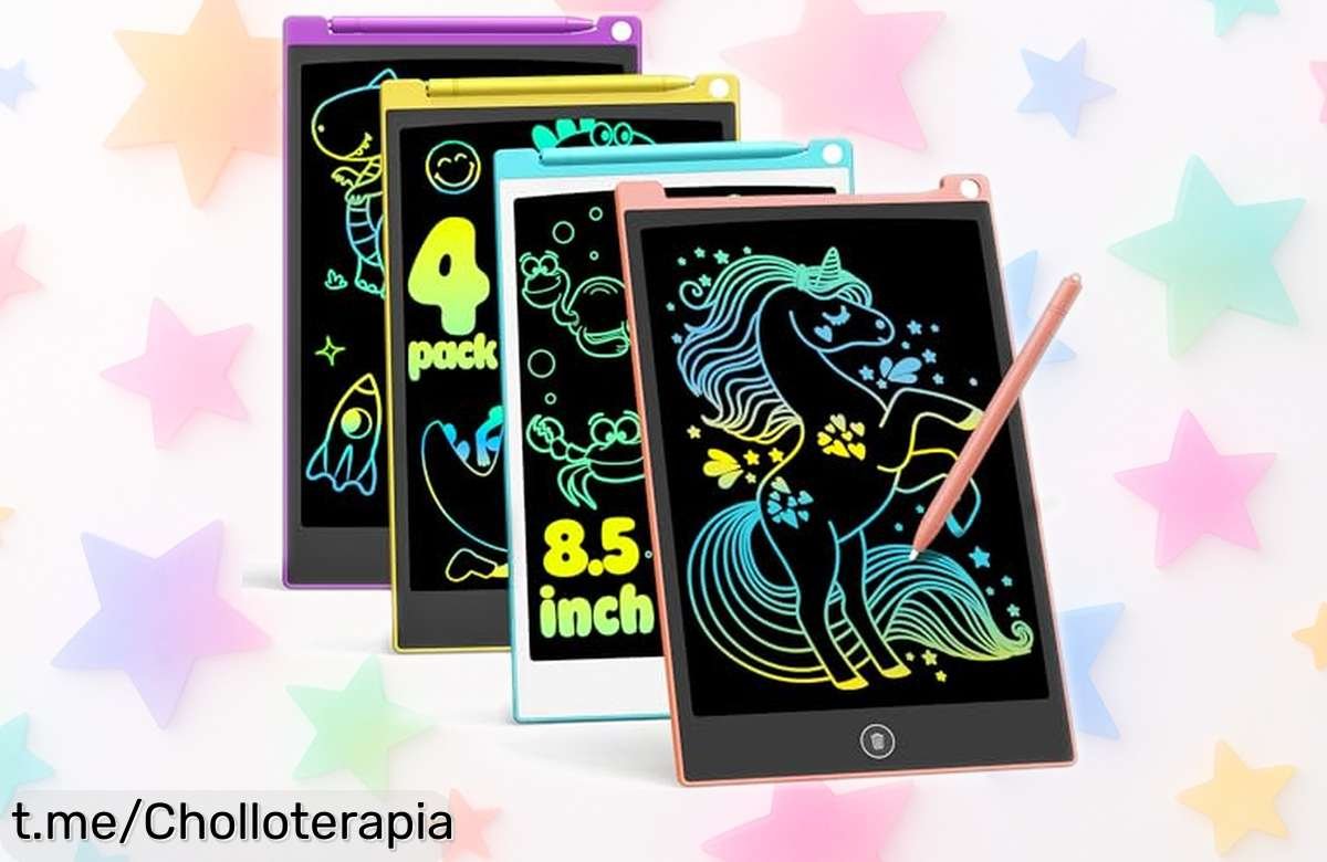 Tableta de escritura LCD color pack 4 TECJOE, super chollo rebajado para que tus peques aprendan jugando. ¡No te quedes sin ella y despierta su creatividad ya!