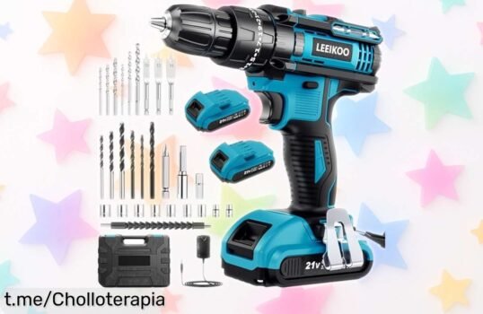 Taladro percutor a batería Leeikoo 21V con 2 baterías y 30 accesorios, ¡ofertón que no puedes dejar pasar! Siente el poder en tus manos y crea sin límites. ¡Hazlo tuyo ya!