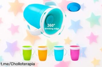 Taza para bebé con rotación 360° de alta calidad: ¡super chollo a precio rebajado para que tu pequeño beba sin líos y tú disfrutes la tranquilidad! ¡No te quedes sin ella!