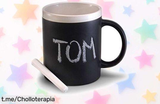 Taza personalizada BBTradesales con pizarra para mensajes: ¡un chollazo rebajado que hará tus mañanas únicas, no dejes pasar esta oportunidad!