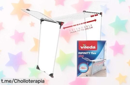 Tendedero grande Vileda Infinity Flex con estante telescópico que se extiende hasta 2 metros, ahora a precio rebajado: descubre este super chollo que hará tu vida más fácil ¡Cómpralo ya!