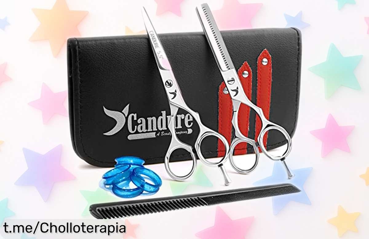 Tijeras de peluquería Candure 5.5” súper chollo con corte ultra preciso y estuche, ¡aprovecha el precio rebajado de locura y dale a tu estilo el toque que se merece!