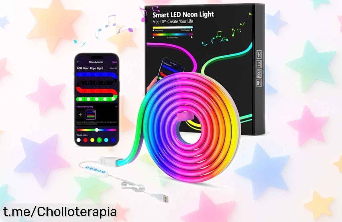 Tiras LED neon RGB de 1m que transforman tu habitación en un espectáculo, ¡precio rebajado y oportunidad limitada para brillar como nunca!