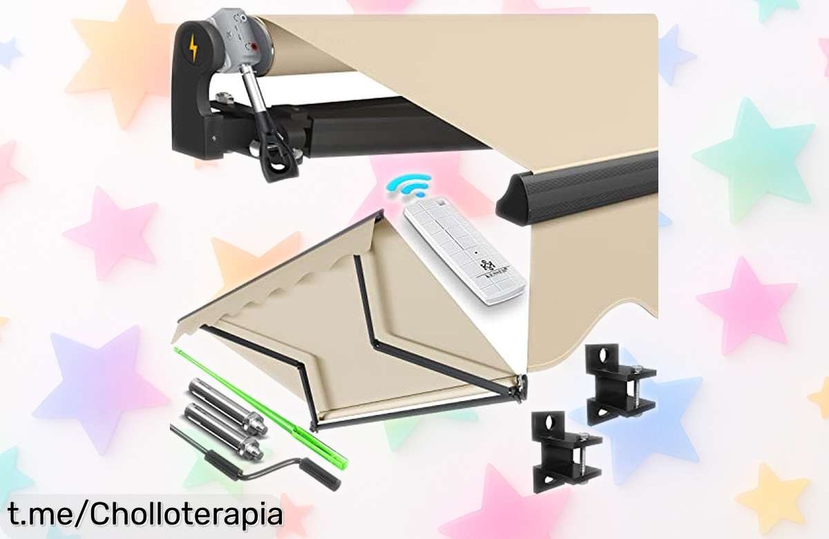 Toldo articulado eléctrico KESSER con mando a distancia a un precio rebajado, protege tu terraza del sol y ajusta el ángulo hasta 52° ¡No te quedes sin este ofertón que vuela!