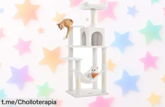 Torre escalofriante para gatos Feandrea con hamaca y rascadores, caída de precio increíble: ¡regala felicidad a tus peludos antes que se agote!