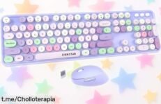 Transforma tu escritorio con el pack de teclado y ratón Zienstar, las teclas retro multicolor son un super chollo que no puedes dejar pasar, ¡aprovéchalo antes de que se agote!