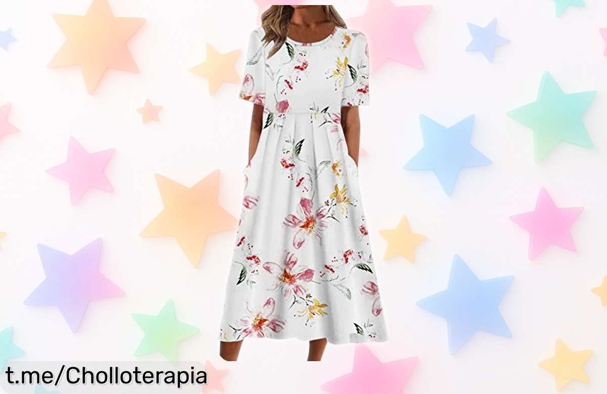 Vestido de fiesta mujer elegante con volante y manga corta, ¡super chollo! Aprovecha el descuento brutal y deslumbra en tus eventos este verano sin dejar pasar esta oportunidad única.