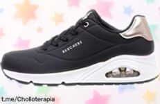 Zapatillas Skechers Uno Golden Air negras para mujer a precio rebajado, ¡aprovéchalas y corre con seguridad! Un super chollo que no querrás perderte.