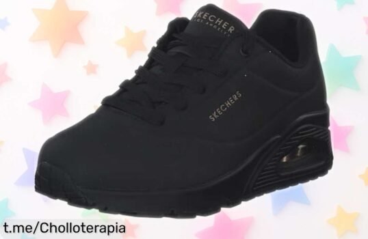 Zapatillas Skechers Uno negras con suela resistente a un precio rebajado que no puedes dejar escapar, ¡camina segura y estilosa en cada paso!