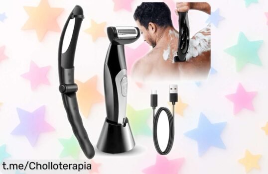 Afeitadora para hombres con mango extraíble que alcanza tu espalda fácil y rápido, ¡aprovecha este precio loco antes de que se acabe!