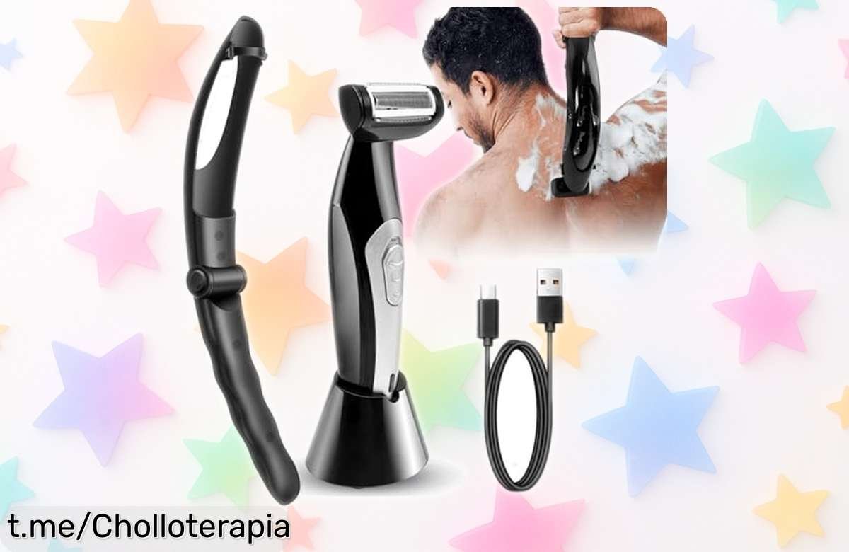 Afeitadora para hombres con mango extraíble que alcanza tu espalda fácil y rápido, ¡aprovecha este precio loco antes de que se acabe!