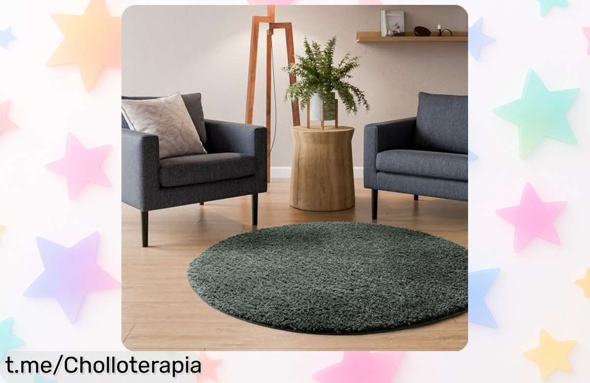 Alfombra redonda de pelo largo Interiyou Sofia, el ofertón que alegra tu hogar con colores chulísimos y se lava en la máquina. ¡Renueva tu suelo antes de que desaparezca!