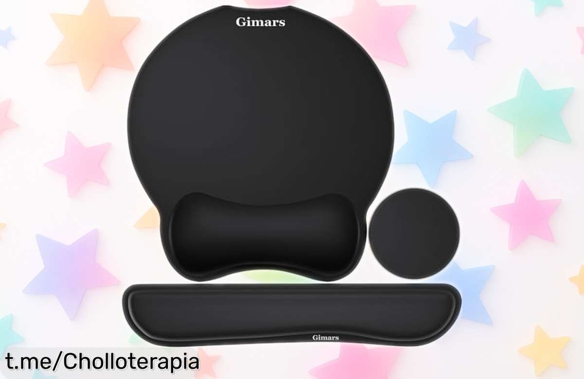 Alfombrilla ergonómica Gimars con reposamuñecas y posavasos a precio loco, cuida tus manos mientras trabajas o juegas; ¡no dejes pasar este super chollo!