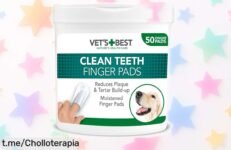 Almohadillas naturales para limpiar dientes de perros Vet’s Best, ¡elimina el mal aliento sin esfuerzo y a un precio regalado que no puedes dejar pasar!