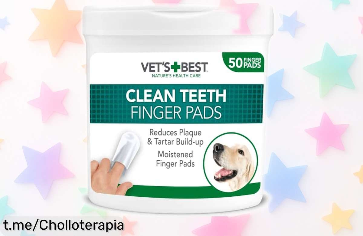 Almohadillas naturales para limpiar dientes de perros Vet’s Best, ¡elimina el mal aliento sin esfuerzo y a un precio regalado que no puedes dejar pasar!