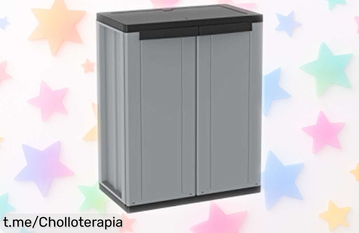 Armario Terry de 2 puertas con estante ajustable que aguanta 20 kg, ¡rebajado una barbaridad! No te quedes sin el tuyo y organiza tus espacios hoy mismo.