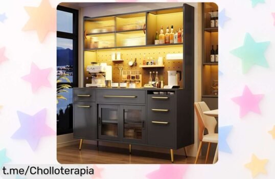 Armario alto Dolamaní con iluminación LED y estantes de cristal a precio loco: aprovecha el espacio y renueva tu hogar ¡No te lo pierdas!