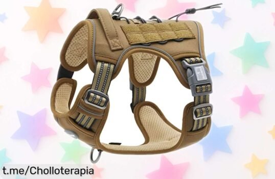 Arnés táctico para perros medianos y grandes de diseño reflectante a precio de ganga, ¡disfruta paseos seguros ahora mismo! No te pierdas esta oportunidad única.