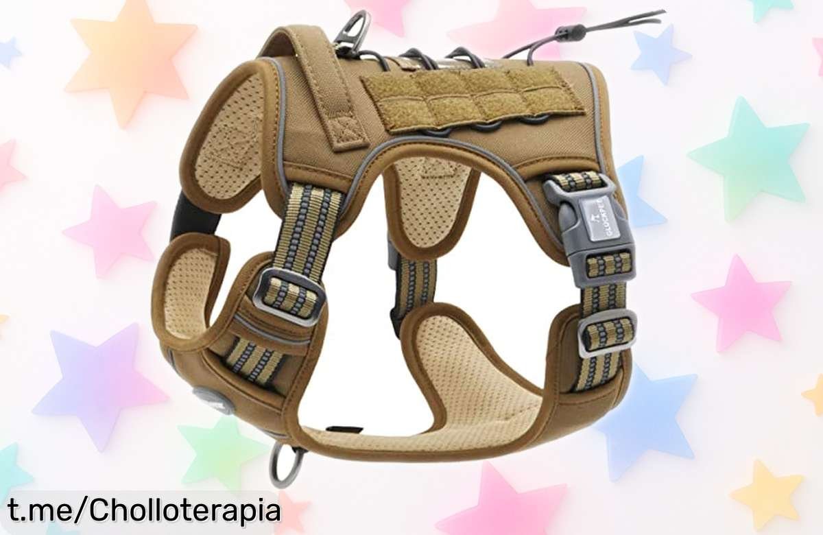 Arnés táctico para perros medianos y grandes de diseño reflectante a precio de ganga, ¡disfruta paseos seguros ahora mismo! No te pierdas esta oportunidad única.