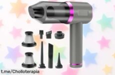 Aspirador de mano portátil con succión potente y recarga USB C, ¡ofertón que vuela por precio ridículo! No te lo pierdas, tu hogar y coche te lo agradecerán.