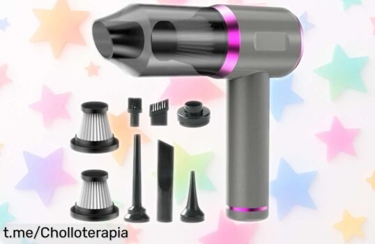Aspirador de mano portátil con succión potente y recarga USB C, ¡ofertón que vuela por precio ridículo! No te lo pierdas, tu hogar y coche te lo agradecerán.