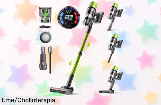 Aspiradora escoba SmartAI V6 con batería enorme y 80 min de potencia a un precio locura que hará brillar tu hogar como nunca antes, ¡no te quedes sin la tuya!