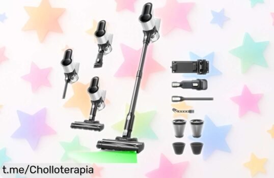 Aspiradora escoba VACTechPro 550W a precio de locos: limpieza sin enredos y con filtración de 8 capas para que disfrutes tu hogar como nunca antes. ¡Hazte con ella ya!