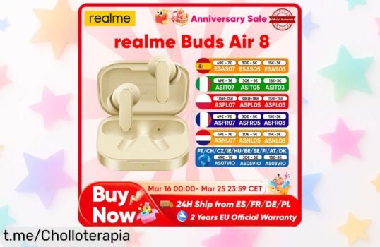 Auriculares Bluetooth realme Buds Air 8 con 58 horas de batería y asistente AI a precio loco, ¡no te quedes sin los tuyos antes de que se acaben!