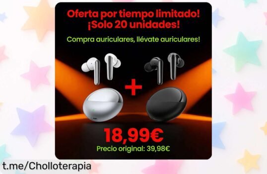 Auriculares inalámbricos Oraolo con cancelación de ruido y 48h de batería, ¡2X1 a precio increíble! Aprovecha esta oferta antes que se acaben.