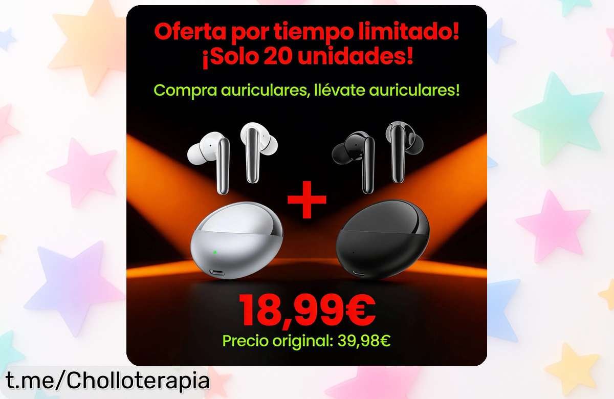 Auriculares inalámbricos Oraolo con cancelación de ruido y 48h de batería, ¡2X1 a precio increíble! Aprovecha esta oferta antes que se acaben.