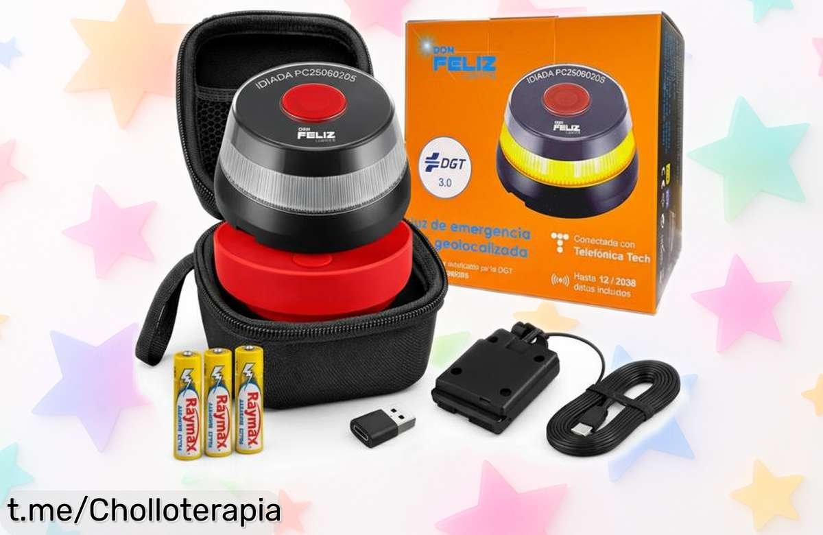 Baliza de emergencia V16 Don FELIZ con geolocalización DGT y luz homologada, ¡ofertón que vuela! Asegura tu seguridad en la carretera antes de que se acabe.