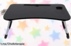 Bandeja plegable para cama de diseño práctico con soporte para tablets a precio de ganga, ¡las unidades vuelan y no querrás quedarte sin la tuya!