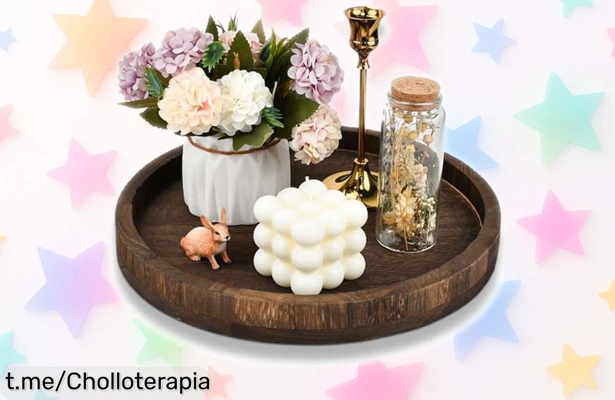 Bandeja redonda de madera rústica LPAMABA, ¡oferta brutal que vuela! Resistente y ligera para servir con estilo, no te quedes sin la tuya antes de que desaparezca.