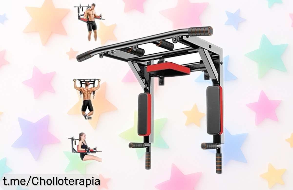 Barra para dominadas de pared y techo que aguanta 200 kg, ¡ofertón con montaje fácil! Ponte a prueba y mejora tu fuerza, no te quedes sin ella.