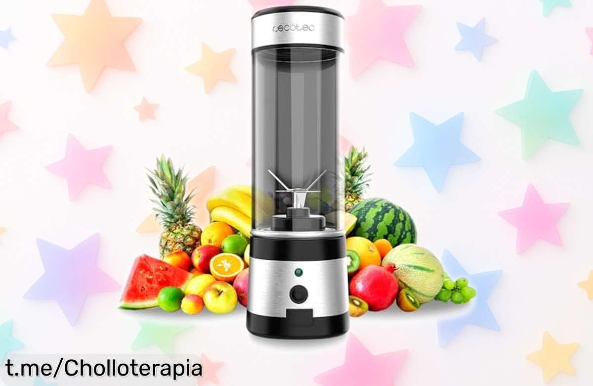 Batidora de vaso portátil Cecotec WanderlustMix, ¡smoothies al instante a precio tirado! No te quedes sin la tuya, corre antes que se agote esta joya.