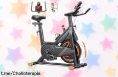 Bici estática súper silenciosa con soporte para tablet y pulsómetro, precio de risa que no puedes dejar escapar ¡Entrena sin salir de casa y dale caña a tu energía!