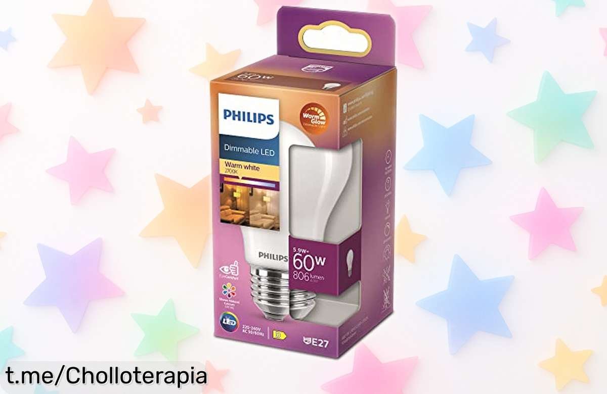Bombilla LED clásica Philips A60 E27: regula la luz y ahorra un montón, ¡super chollo que no querrás dejar escapar!