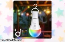 Bombilla Led recargable Kimjo con mando y 7W de luz RGB, ¡precio loco y duración increíble de hasta 20 horas! No te quedes sin la tuya, vuela antes que se agoten.