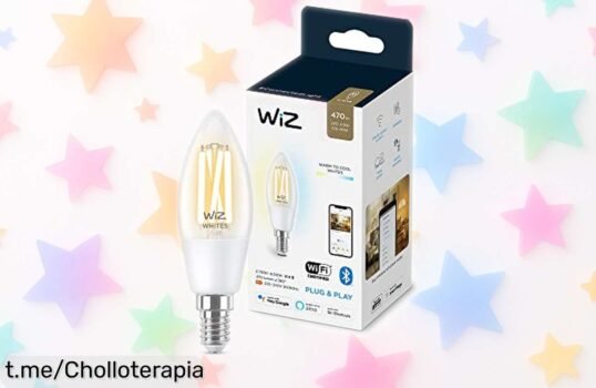 Bombilla WiZ inteligente E14 con filamento LED y control desde el móvil, un ofertón que ilumina tu hogar con buen rollo, ¡no te quedes sin la tuya!