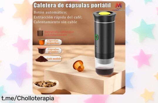 Cafetera portátil de cápsulas para que disfrutes tu espresso donde quieras, ¡precio de risa! No te quedes sin la tuya, vuela a aprovecharla antes de que se agote.