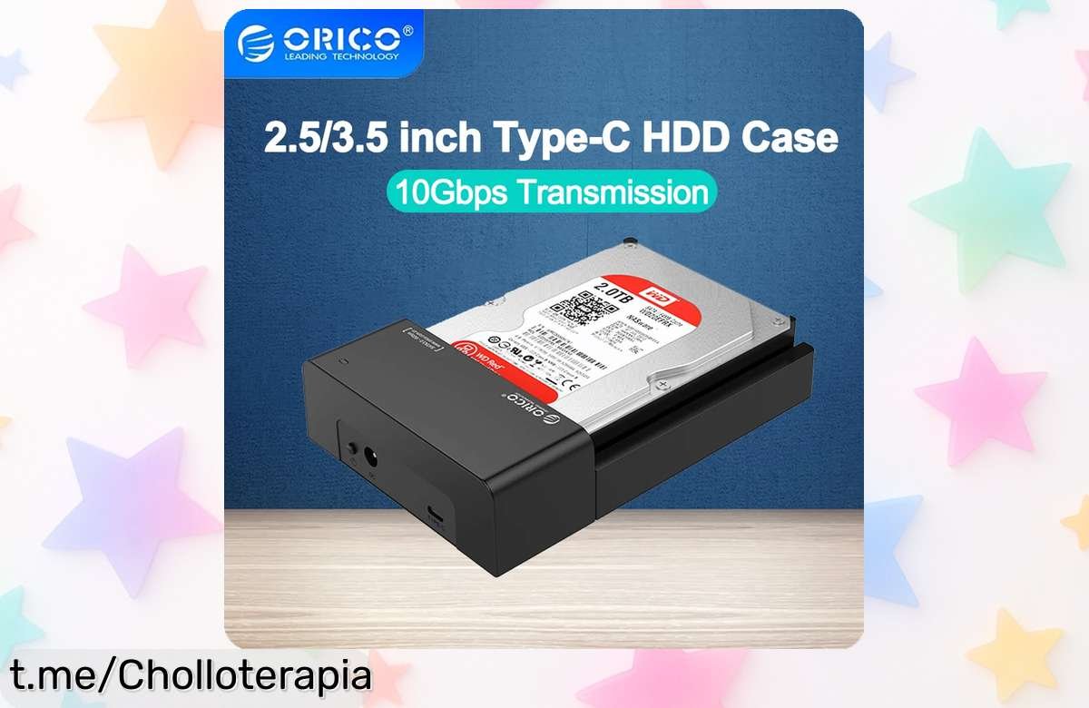 Caja externa ORICO para discos duros con USB C, ¡rebajadísima a precio de risa! Pasa tus datos sin líos y disfruta de la velocidad. ¡No te quedes sin ella, que vuela!