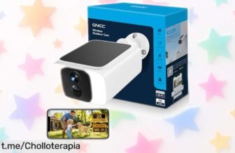 Cámara de vigilancia WiFi solar GNCC 2K con visión nocturna: ¡rebajón impresionante! Prepárate para sentirte seguro, vuela antes que se acaben.