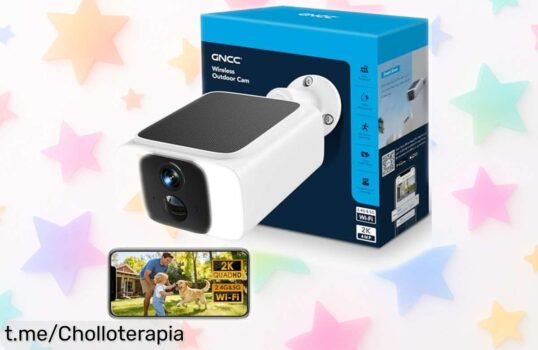 Cámara de vigilancia WiFi solar GNCC 2K con visión nocturna: ¡rebajón impresionante! Prepárate para sentirte seguro, vuela antes que se acaben.